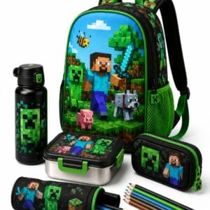 VALORA™ Complete Back to School Set – Backpack, Lunch Box, Bottle, Pencil Cases & Colored Pencils